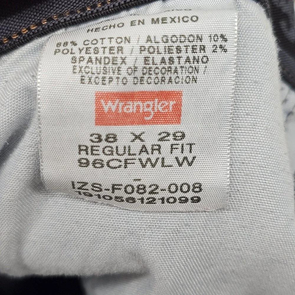 Wrangler Regular‎ Fit Jeans Mens 38x29 Blue Medium Wash 96CFWLW Comfort Stretch